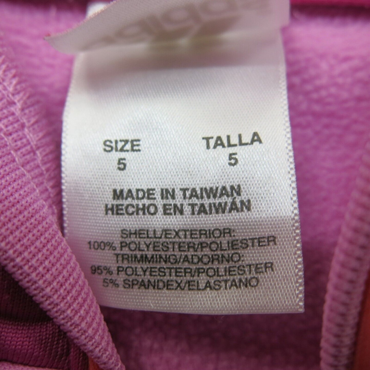 Adidas Jacket Girls Size 5 Pink Solid Long Sleeve Full Zip Up Outwear Jacket Log