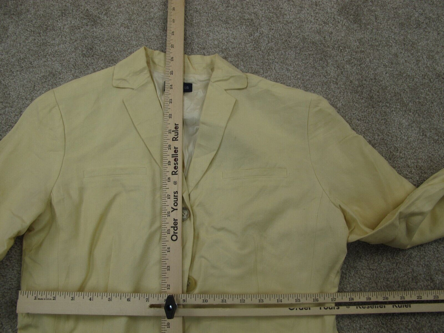 Ann Taylor Womens Blazer Coat Single Breasted Long Sleeves Light Yellow Size 6