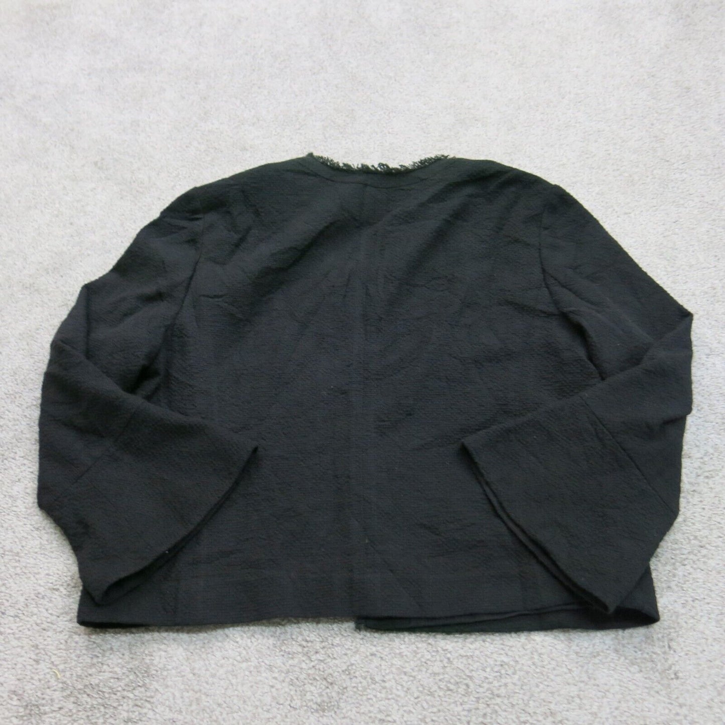 ANN Taylor Womens Blazer Jacket Open Front Flare Long Sleeves Black Size 14