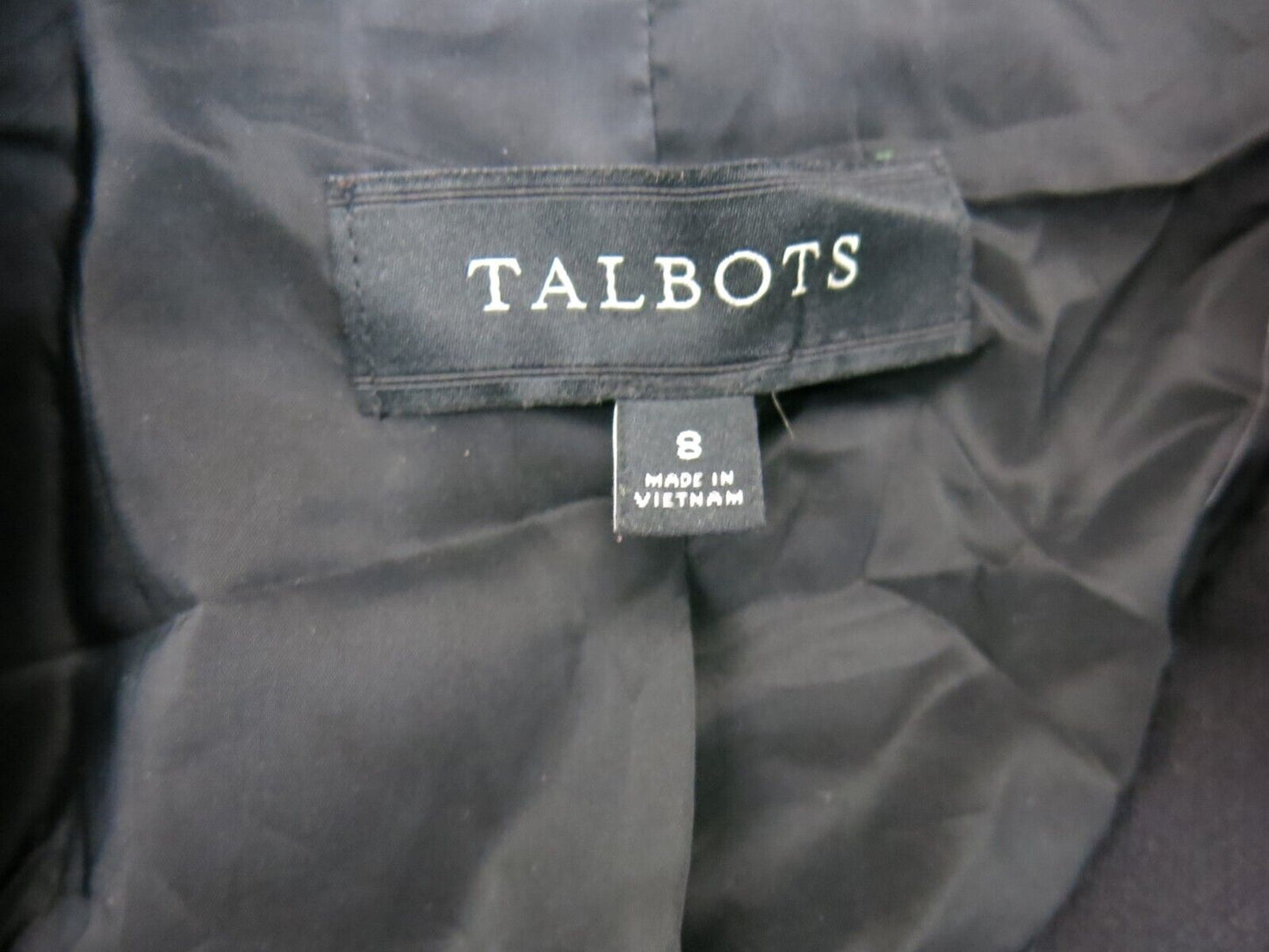 Talbots Womens Blazer Coat Long Sleeves 2 Button Solid Black Size 8