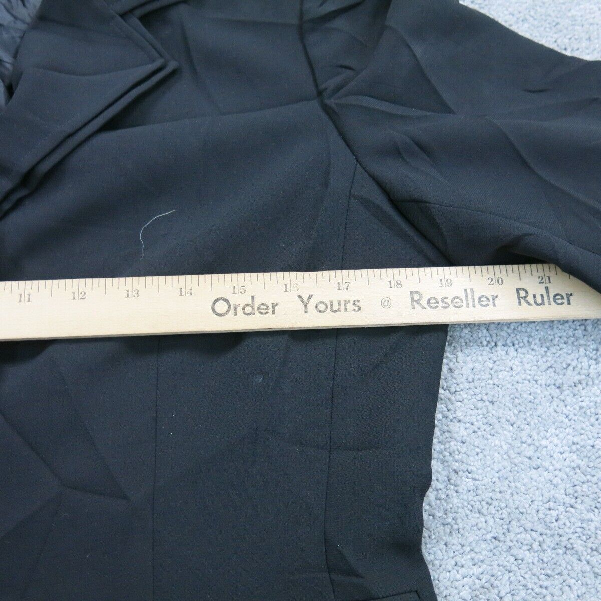 Tahari Womens Blazer Coat Single Breasted Long Sleeves Pockets Black Size 10