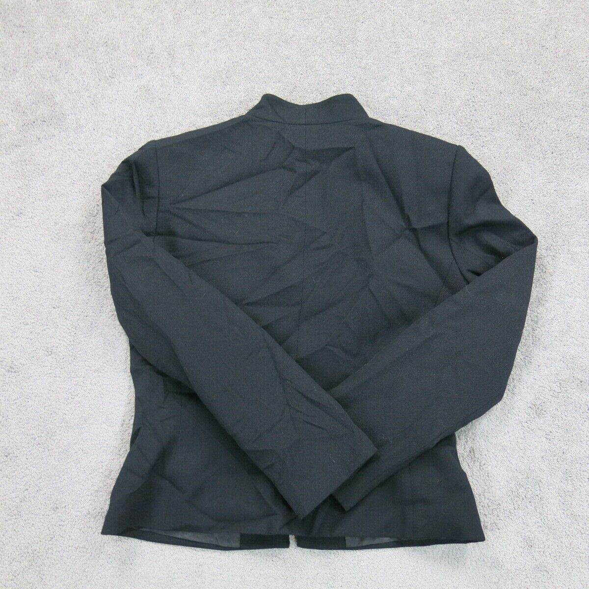 Tahari Womens Scrub Jacket Full Zip Up Mock Neck Zipper Pockets Black Size 8