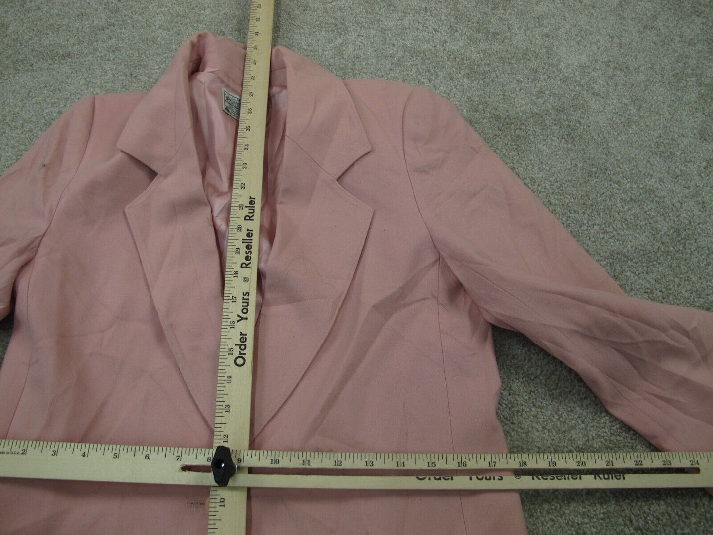 Miss Womens Blazer Coat Single Breasted 100% Virgin Wool Pockets Light Pink SZ 8