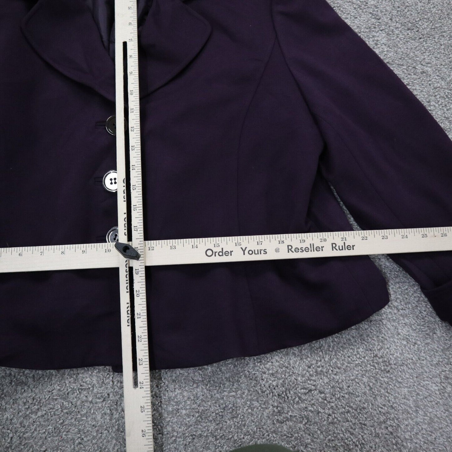Tahari Womens Blazer Coat Long Sleeves Single Breasted Dark Pocket Purple Size 8