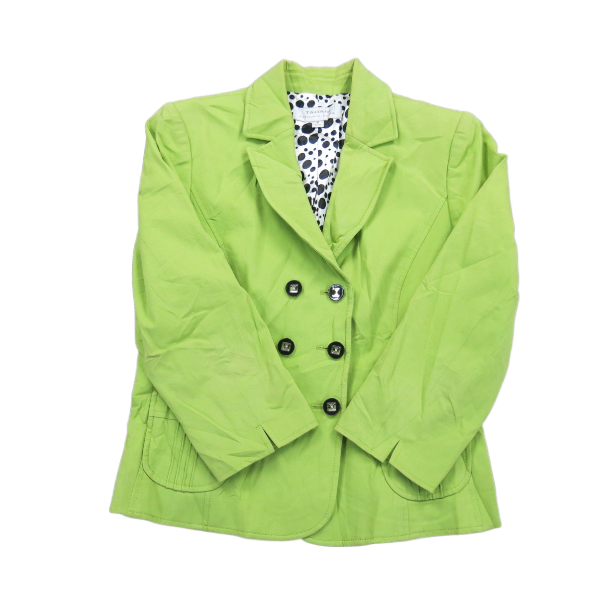 Tahari Womens Pea Coat Jacket Double Breasted 3/4 Sleeve Pockets Green Size 6
