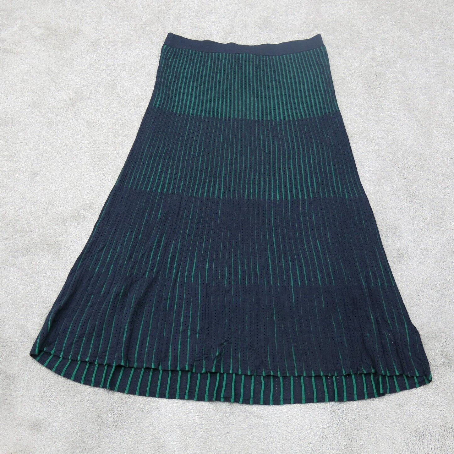 NWT Ann Taylor  Womens A Line Maxi Skirts Striped Flat Font Pull on Blue Size LT
