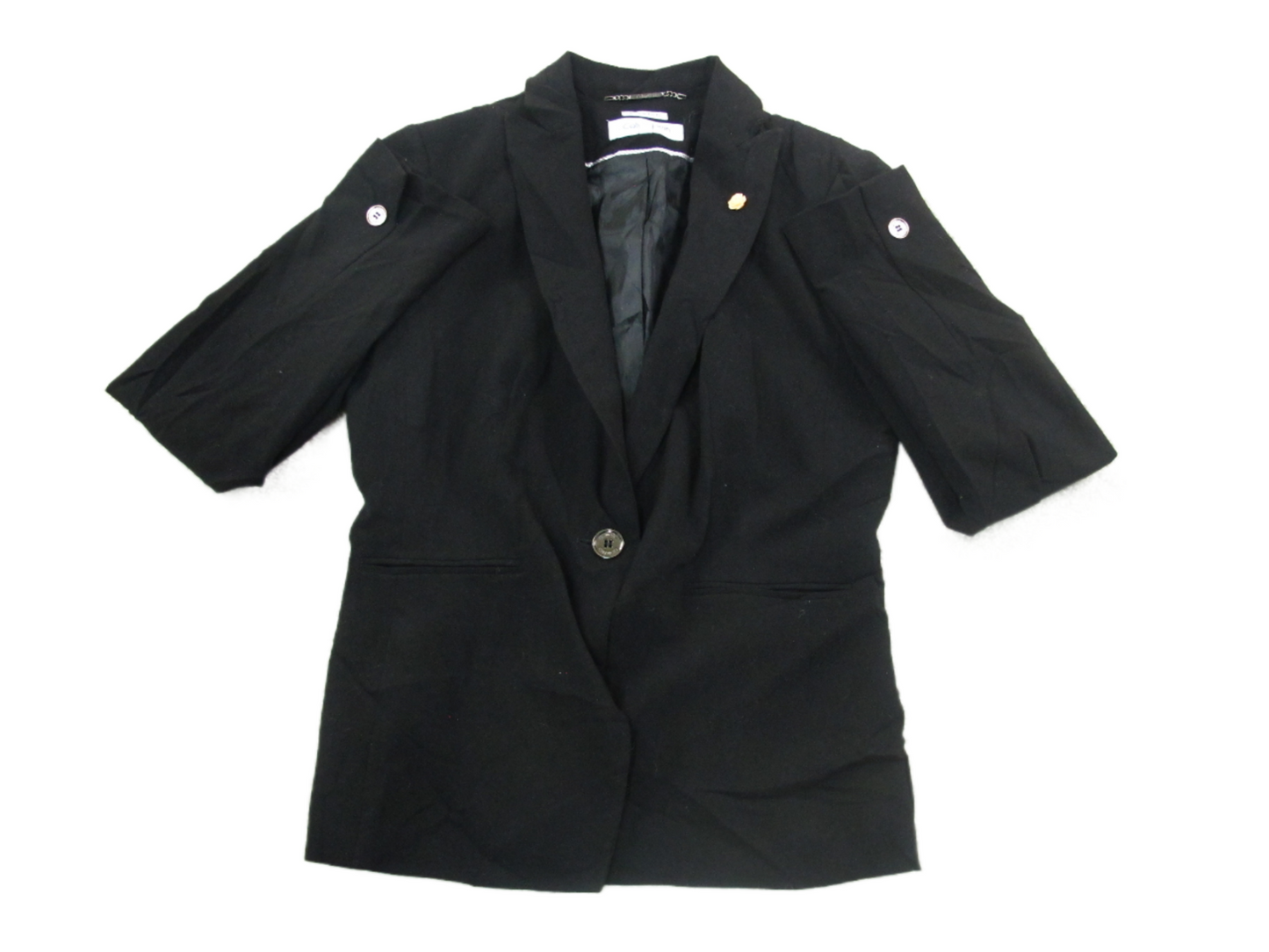 Calvin Klein Women Blazer Coat Long Sleeves Single Breasted Pockets Black Size 4