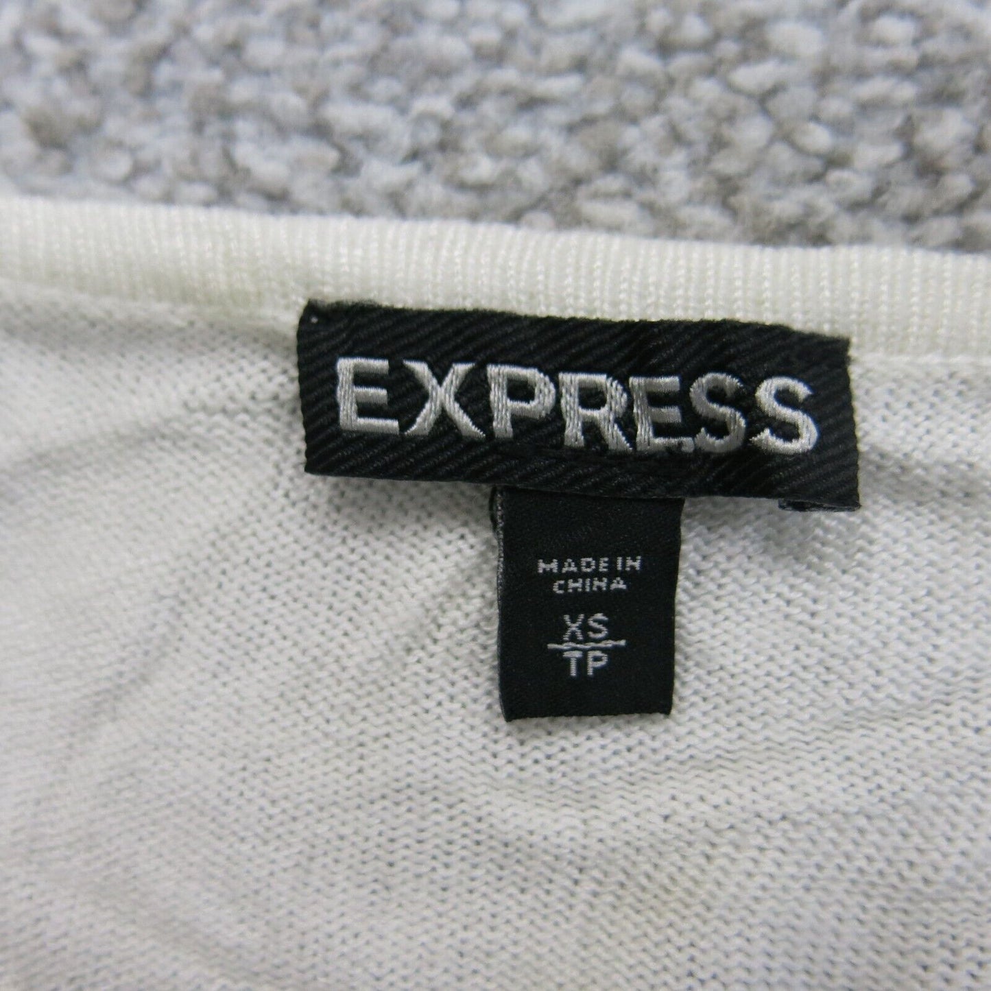 Express Womens Embellished Blouse Top Boat Neck Long Sleeves Solid White Sz XS