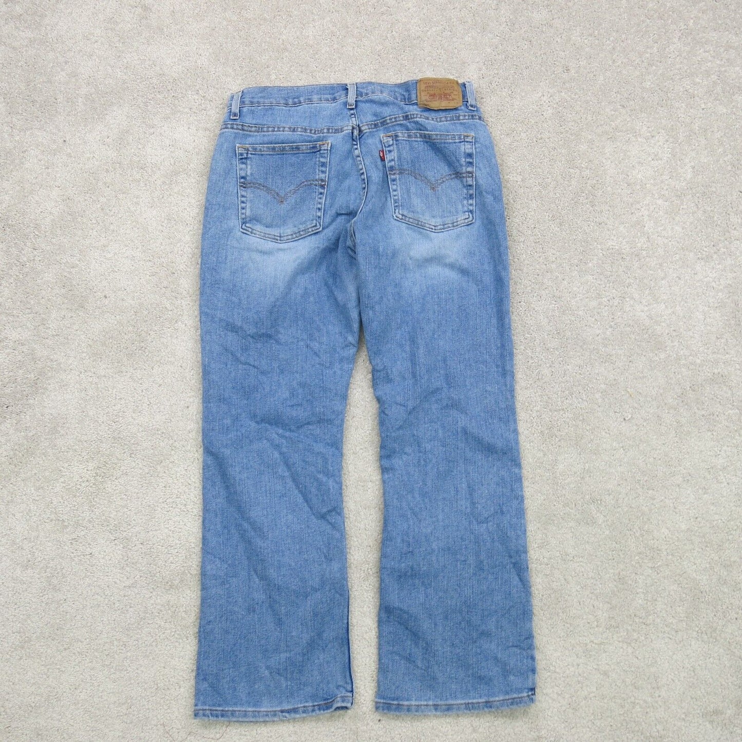 Levis Mens Straight Leg Jeans Mid Rise Flat Front Five Pockets Blue Size 12S