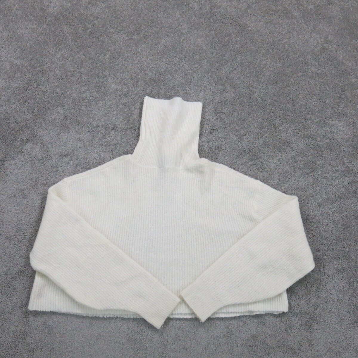 H&M Womens Sweater Knitted Cropped Long Sleeves High Neck White Size Small