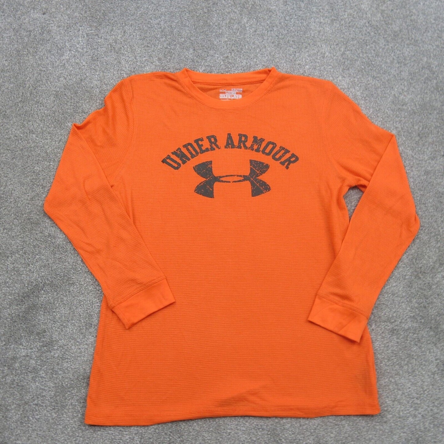 Under Armour Tee Youth Orange YXL Long Sleeve Crew Neck Logo Loose allseasongear