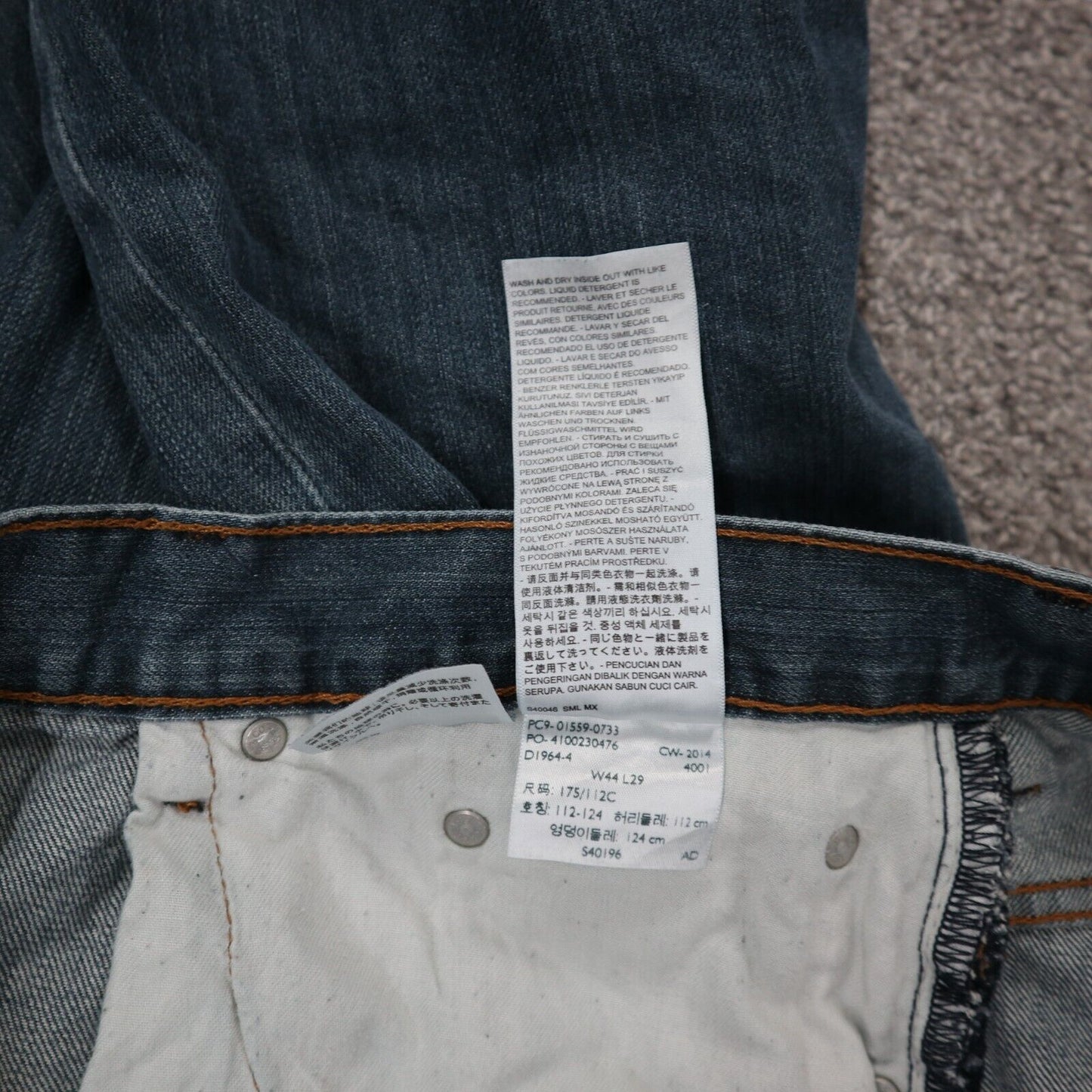 Levis 559 Mens Jeans Straight Leg Mid Rise Five Pockets Blue Size W44XL29