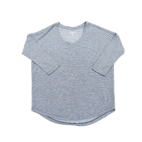Loft Womens Striped Knitted Sweater Long Sleeves Crew Neck White Blue Size XS
