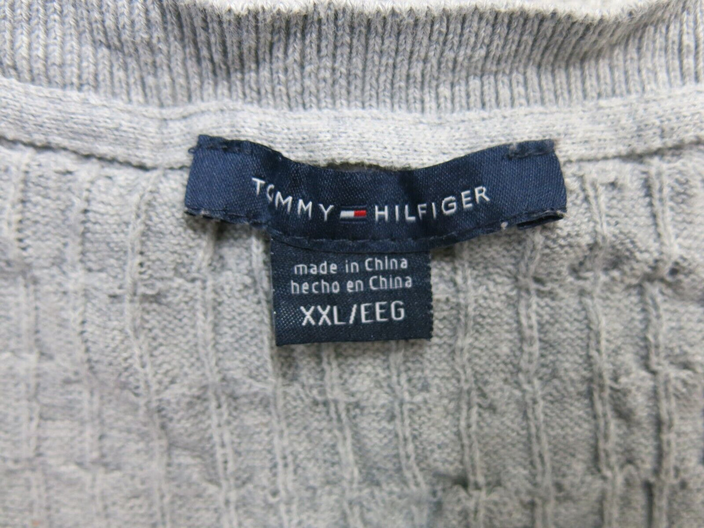Tommy Hilfiger Mens Pullover Sweatshirt V Neck Long Sleeve Gray Size XXL
