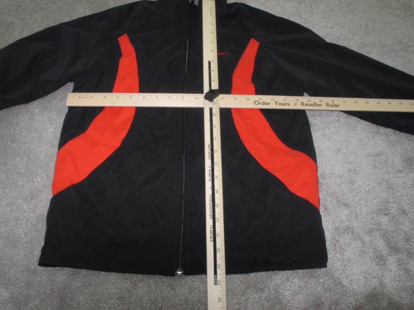 Nike Mens Bomber Jacket Full Zip Up Long Sleeves High Neck Black Red Size Medium