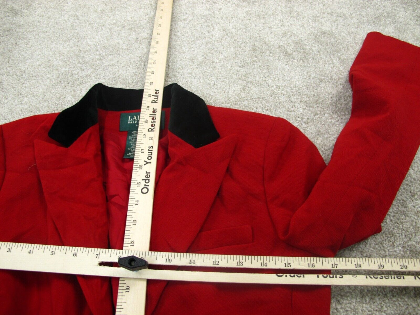 Lauren Ralph Lauren Womens Wool Blazer Coat Long Sleeve Chest Pocket Red Size 8P