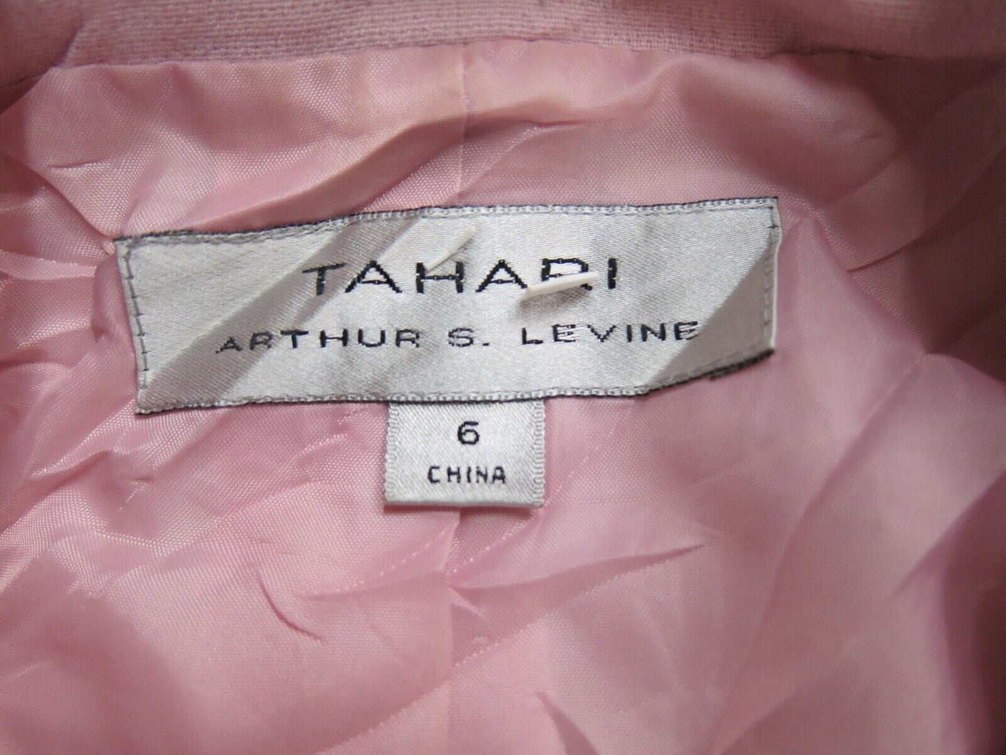 Tahari Womens Blazer Coat Single Breasted Three Button Long Sleeve Pink Size 6