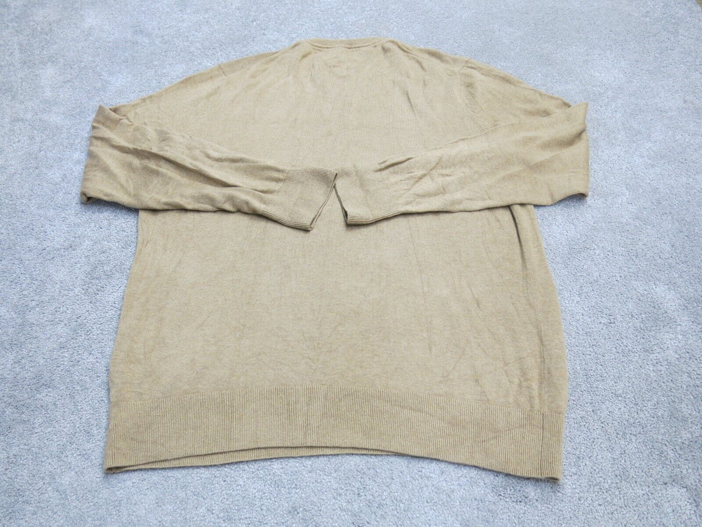 Tommy Hilfiger Mens Sweater V Neck Long Sleeves Pima Cotton Beige Size X Large