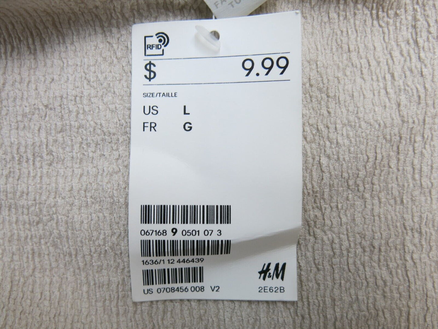 NWT H&M Womens Blouse Top Knitted Off Shoulder Short Sleeve Beige Size Large
