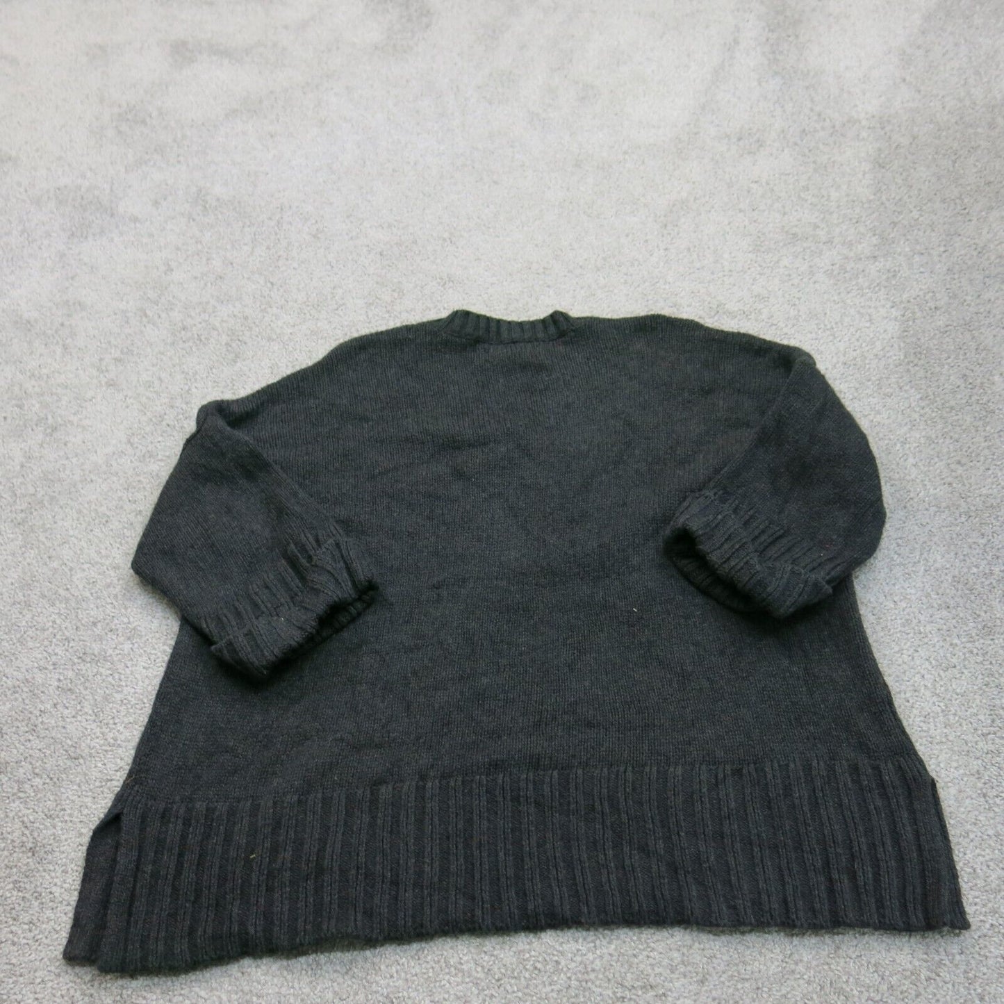 Ann Taylor Loft Womens Pullover Sweater Knitted Long Sleeve V Neck Black Size S