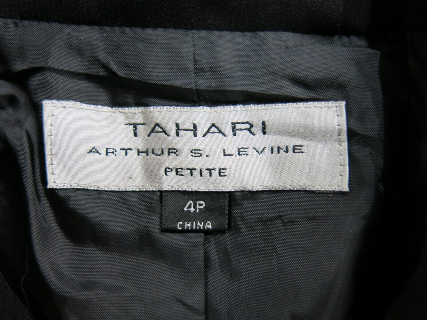 Tahari Arthur Womens Blazer Coat Long Sleeve Single Breasted Black Size 4P