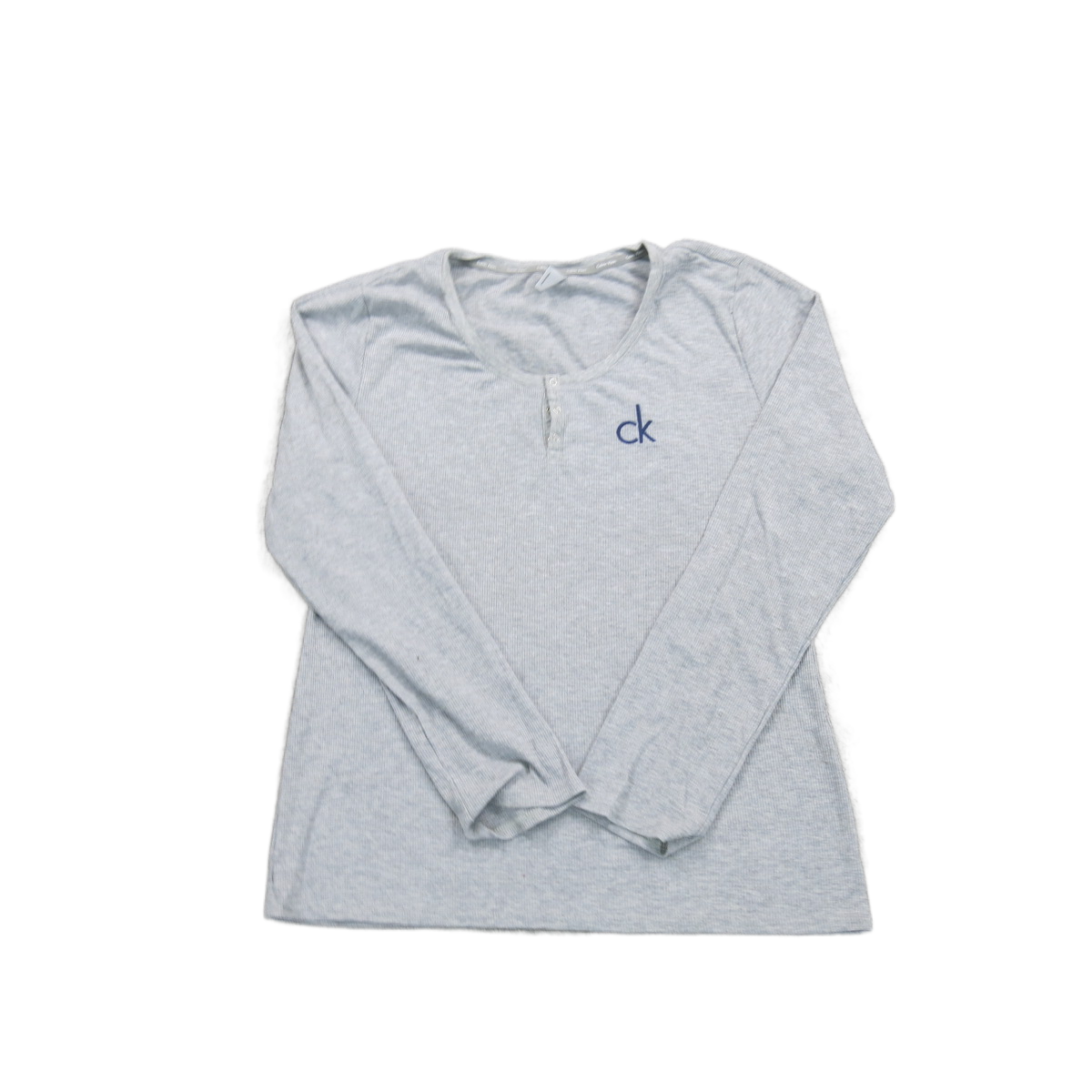 Calvin Klein Womens Henley Sweater Long Sleeves Round Neck Light Gray SZ X Large