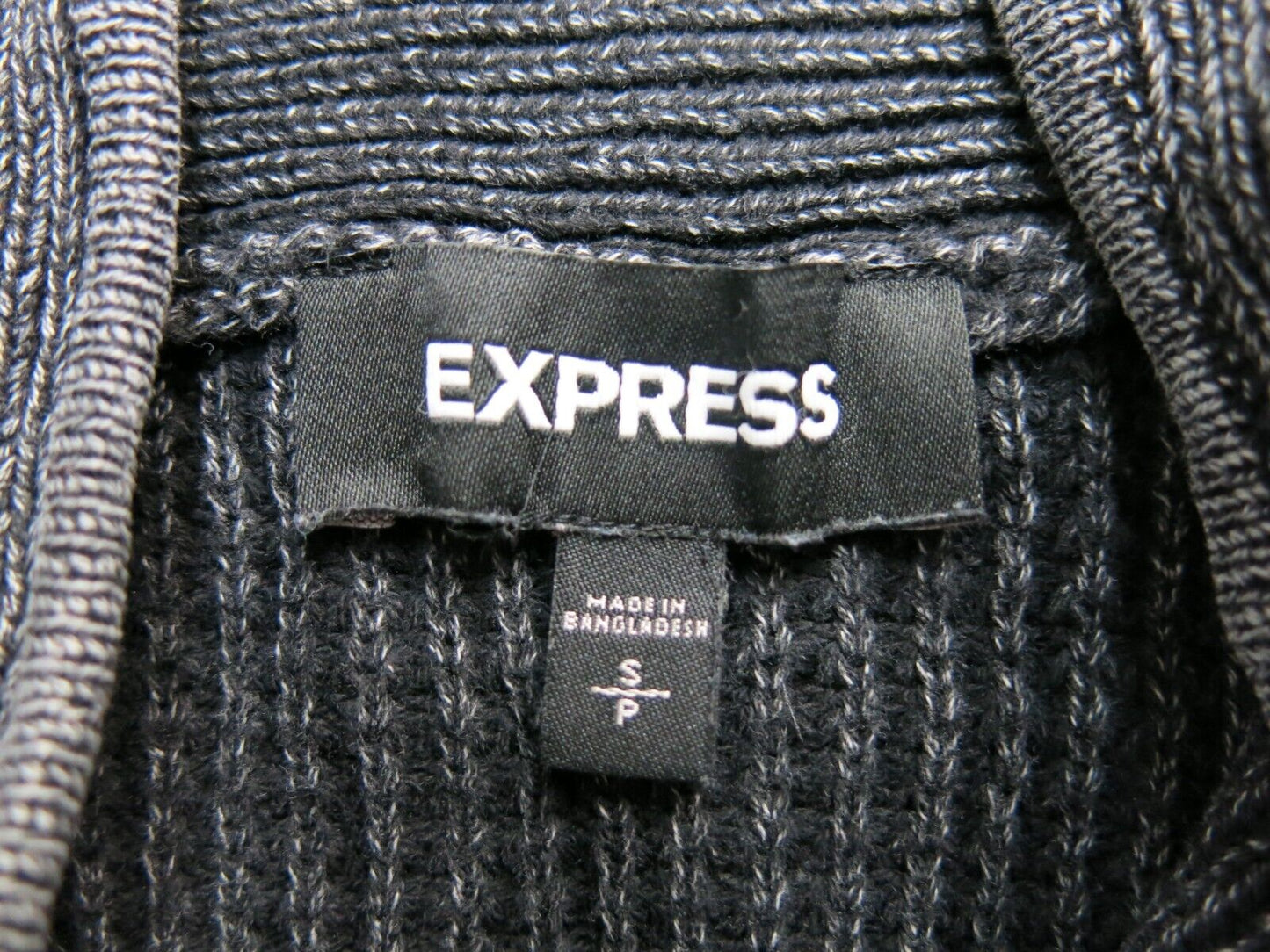 Express Women Pullover Knitted Sweater Shawl Neck Long Sleeves Black Size Medium