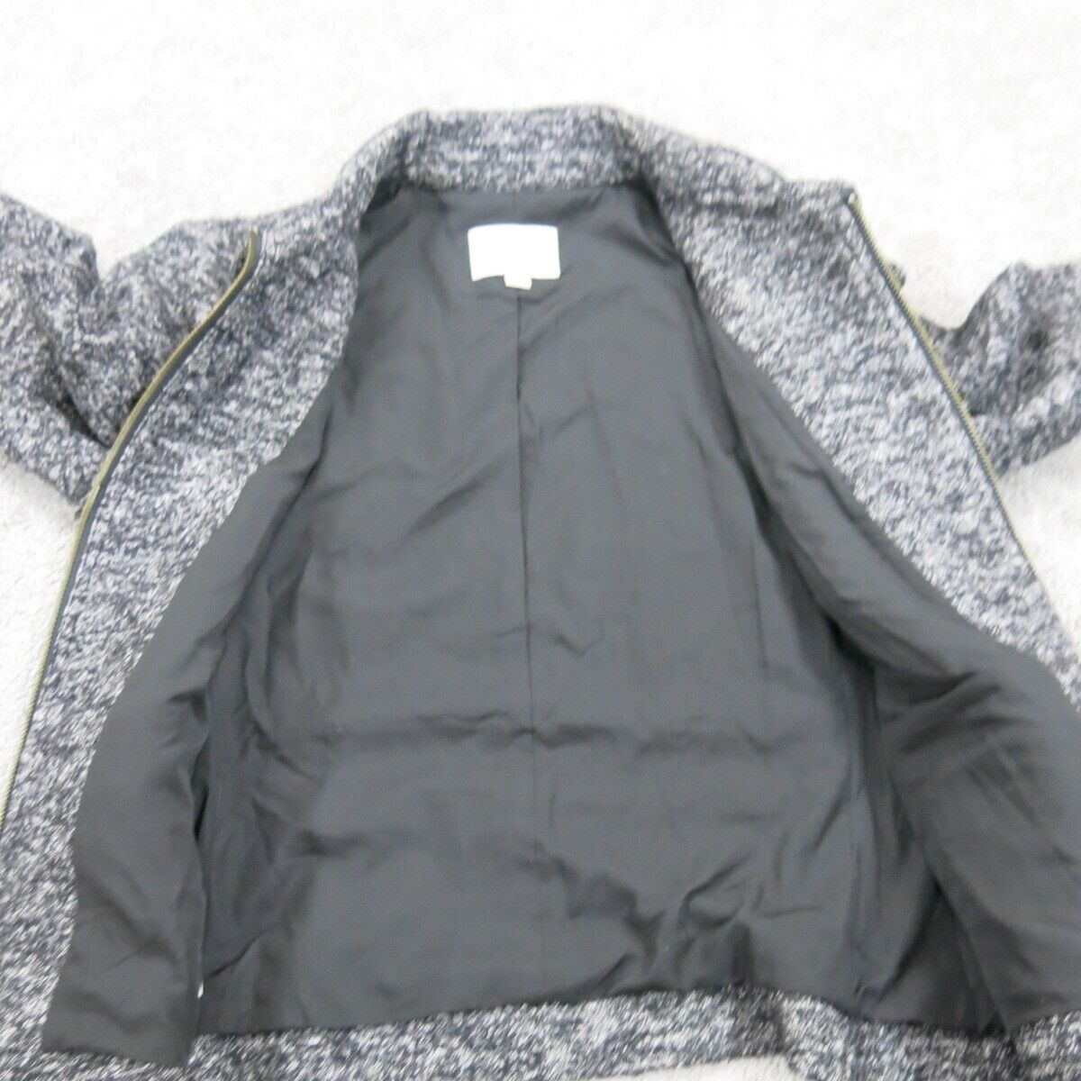 ANN Taylor Loft Women Coat Jacket Full Zip Long Sleeves Pockets Heather Black S