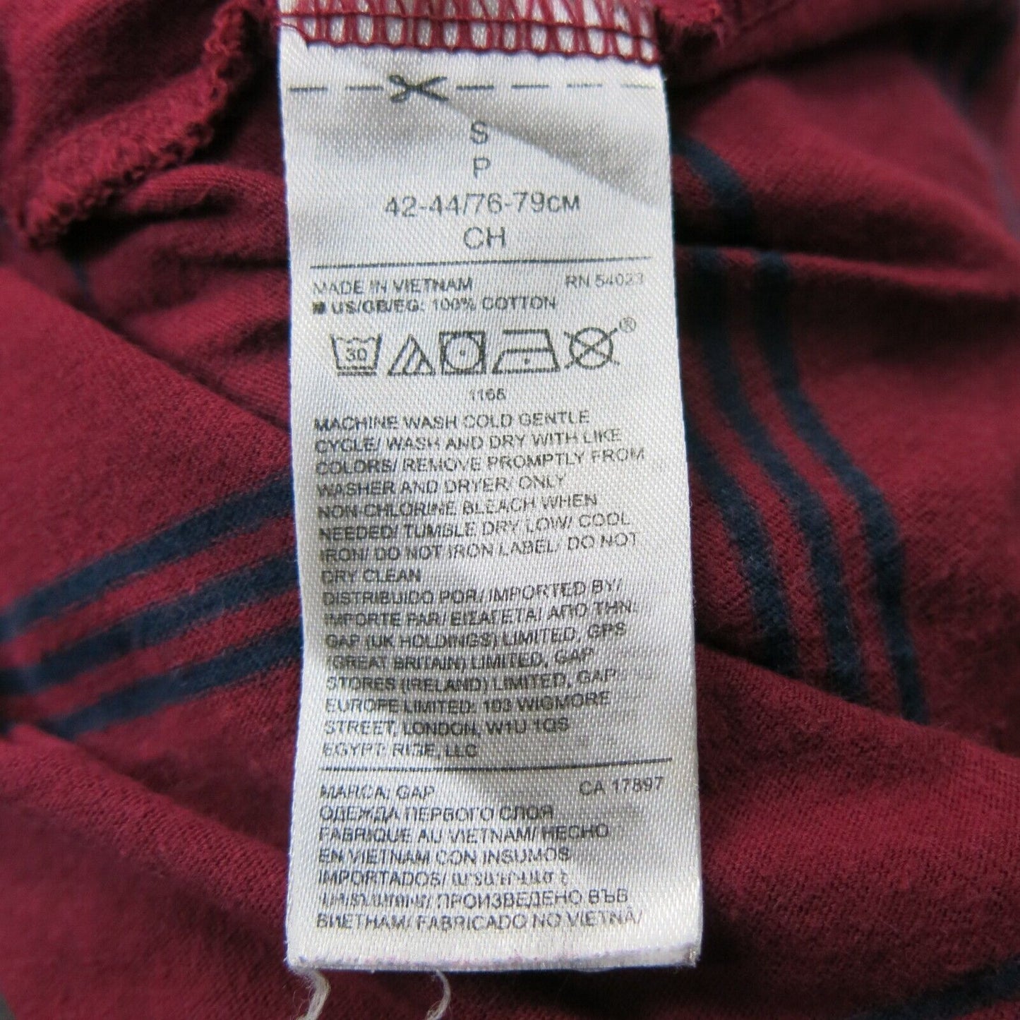 Gap Men Crew Neck T Shirt Striped Crew Neck  Short Sleeve Black Red Size Small