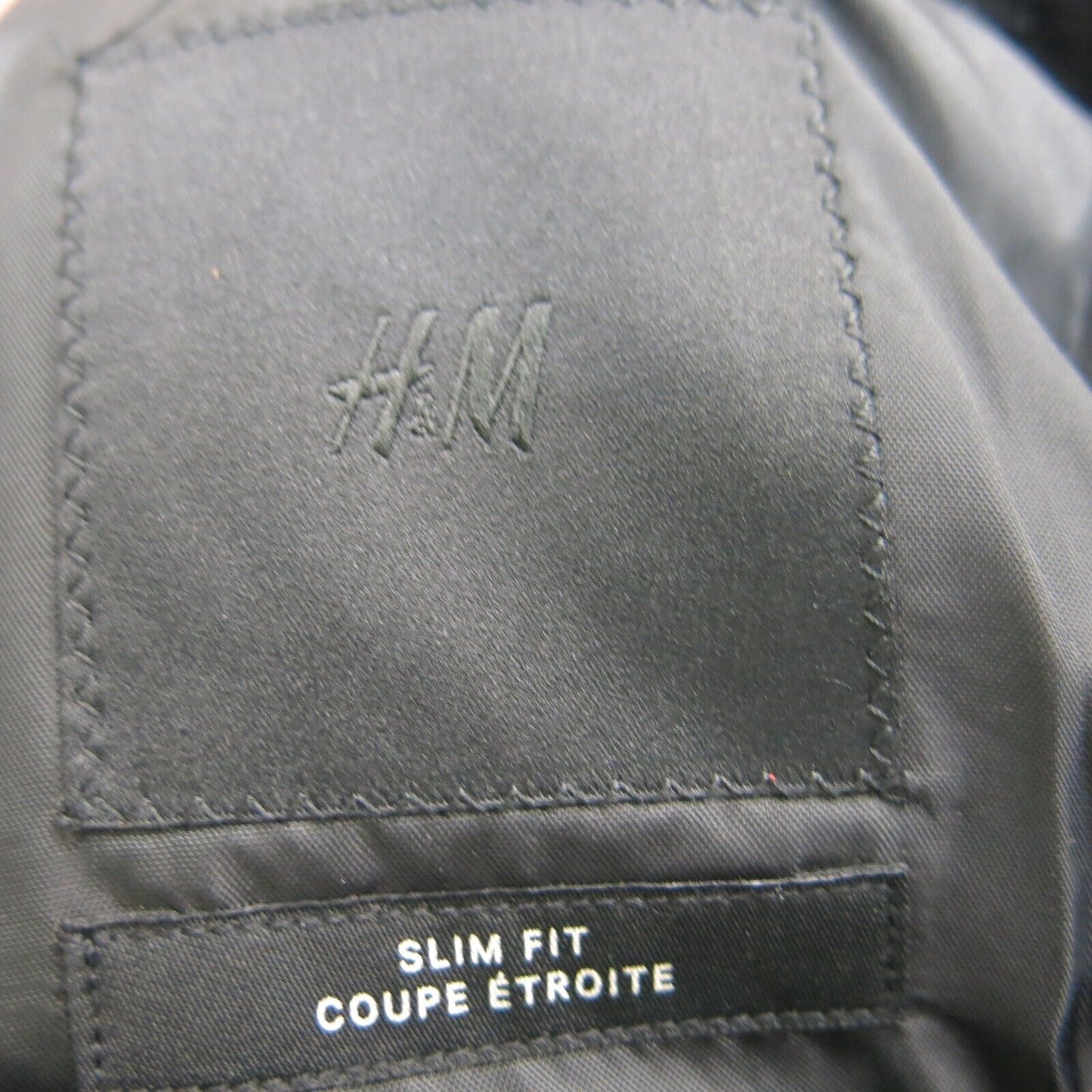 H&M Mens Blazer Coat Single Breasted Slim Fit Long Sleeves Black Size 44R