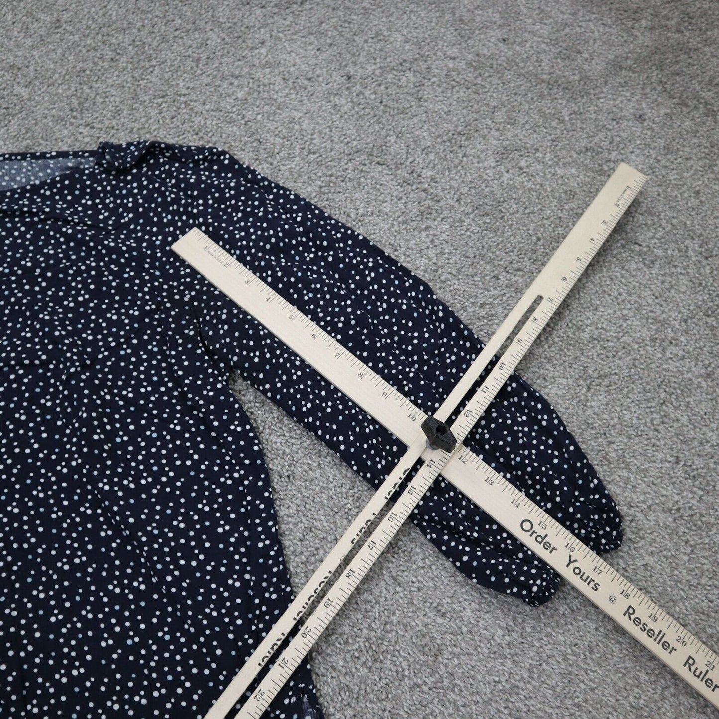 Loft Outdoor Womens Blouse Top Round Him Boat Neck Long Sleeve Polka Dot Blue M