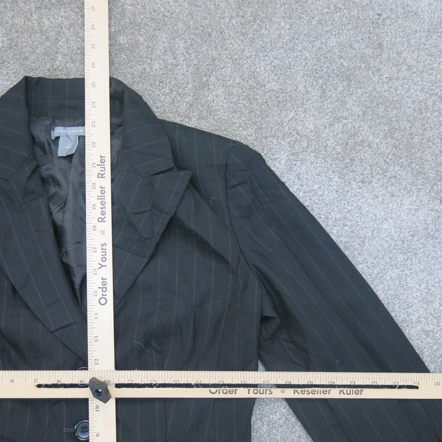 Ann Taylor Women Blazer Coat Striped Single Breasted Long Sleeve Black Size 6