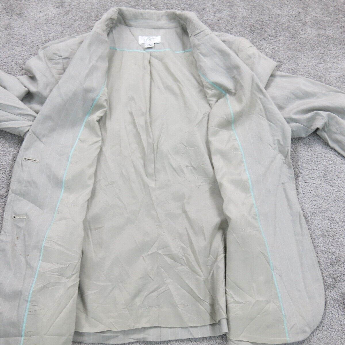 Ann Taylor Loft Womens Blazer Coat Striped Single Breasted Off White Size 10