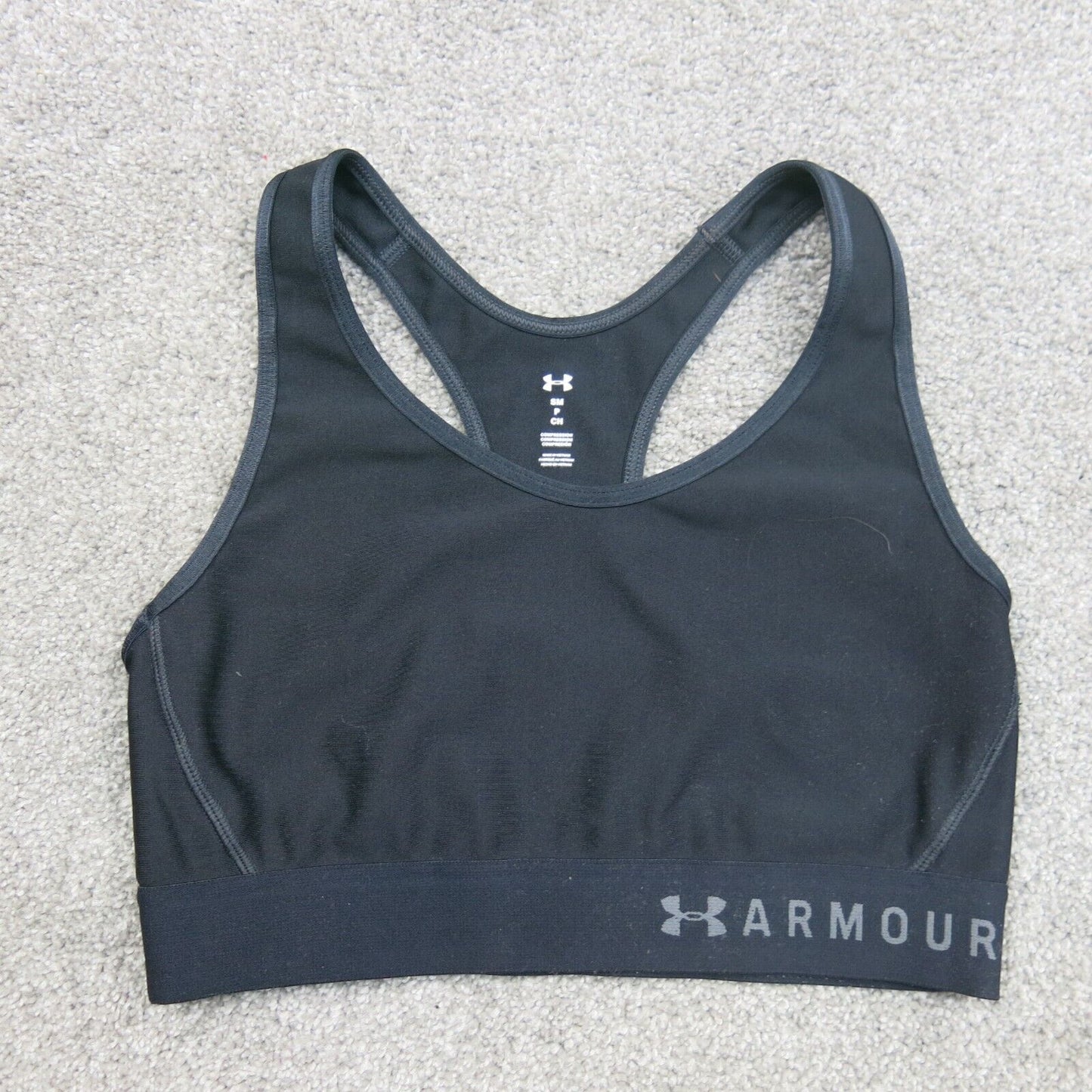 Under Armour Bra Womens Black SZ Small Medium-Impact Keyhole Workout Sports Bra