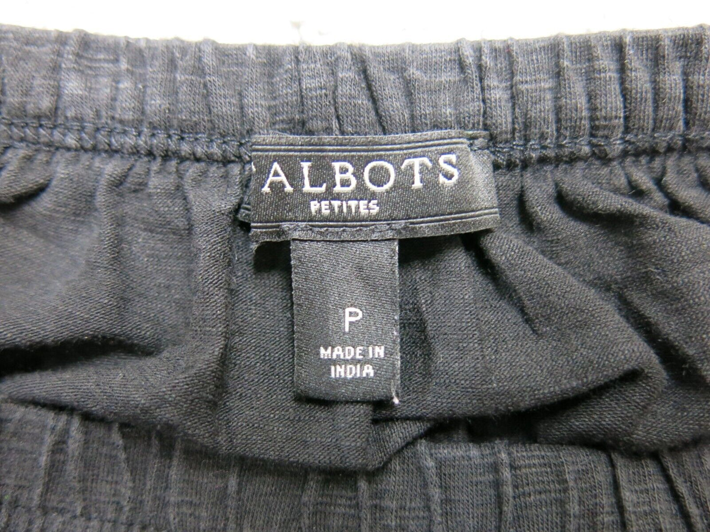 Talbots Womens Blouse Top 3/4 Sleeves Pleated Boat Neck Pullover Black Size P