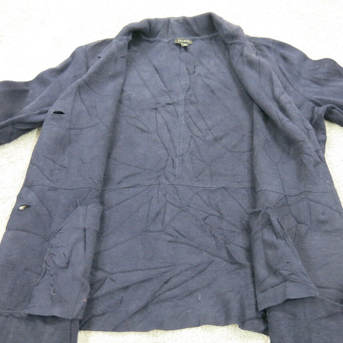 Talbots Womens Blazer Coat Single Breasted 3/4 Sleeve Pockets Blue Size Medium