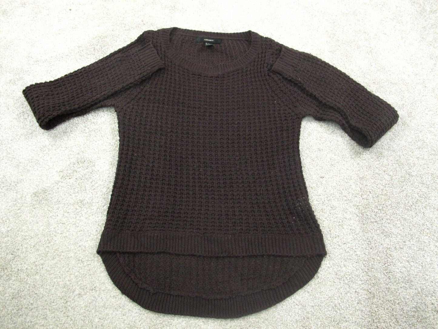 Forever 21 Womens Pullover Knitted Sweater Long Sleeves Dark Brown Size Small