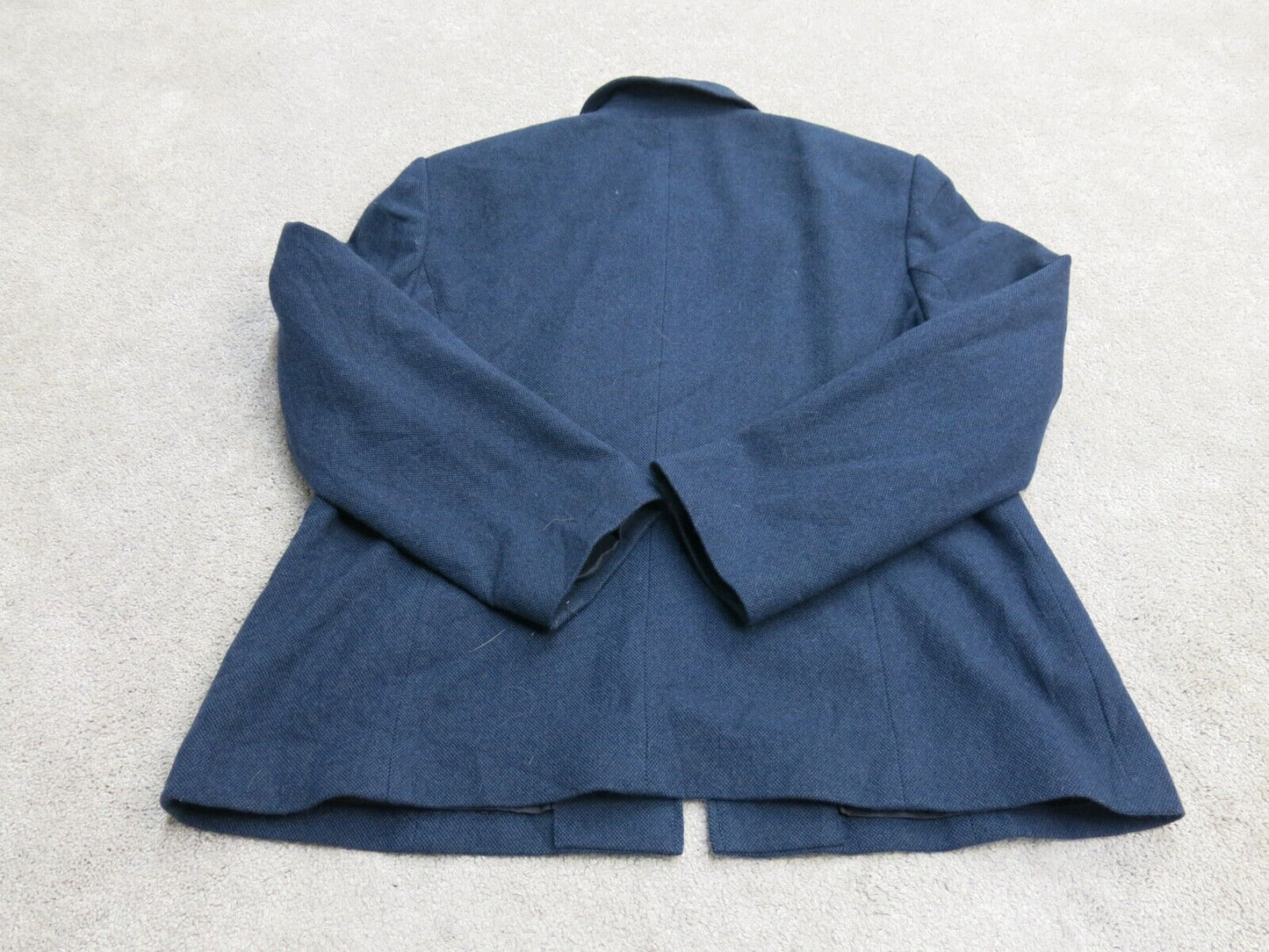 Land s End Women Blouson Coat Jacket Long Sleeve Wool Blend Pocket Blue Size 16