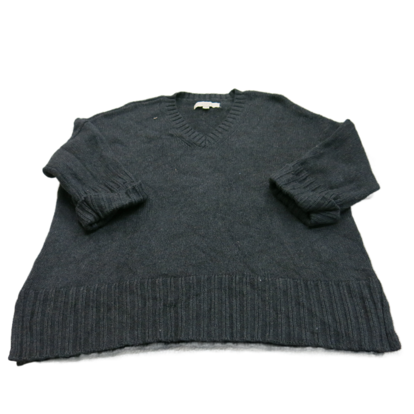 Ann Taylor Loft Womens Pullover Sweater Knitted Long Sleeve V Neck Black Size S