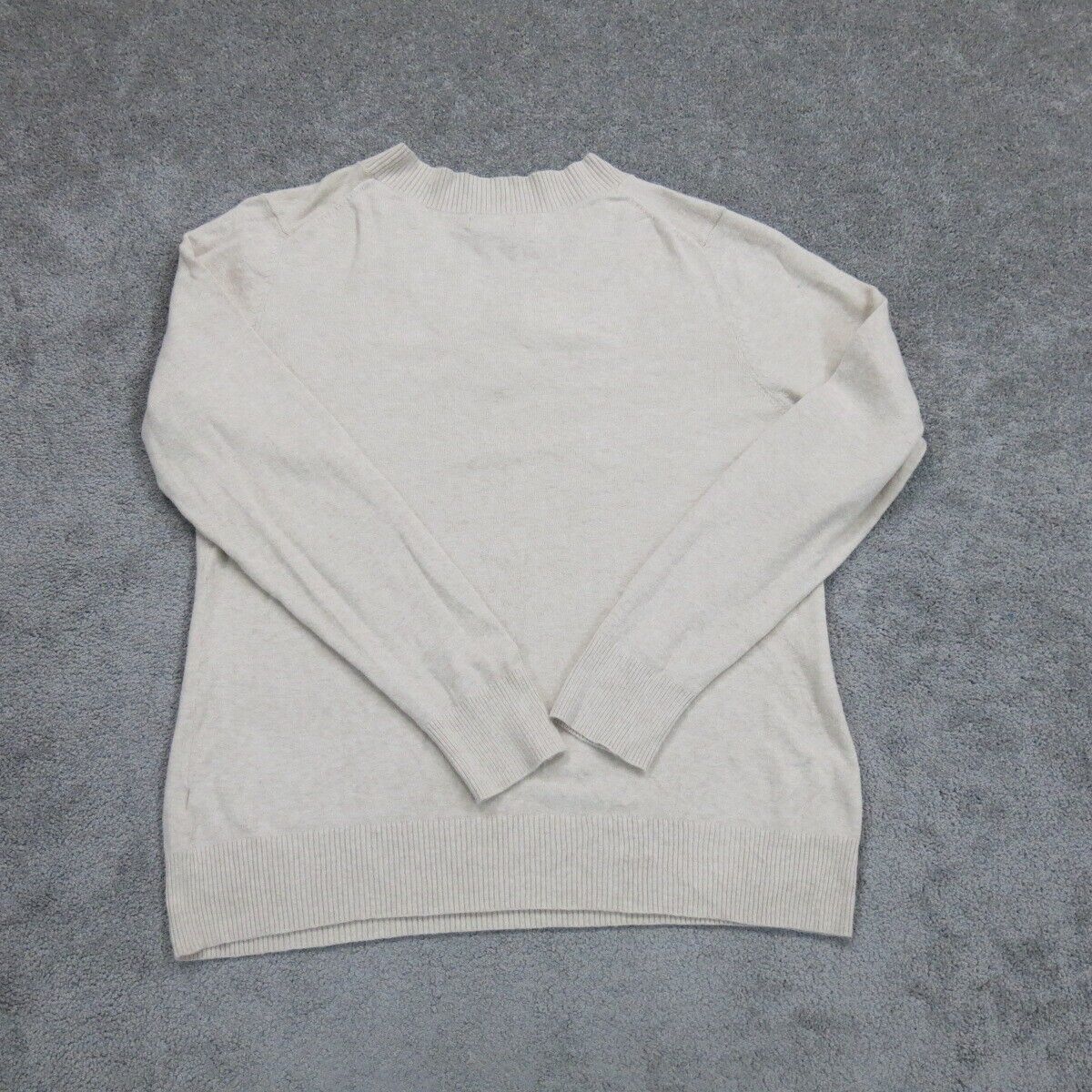 Gap Womens Pullover Sweater Knitted V Neck Long Sleeve Ivory Size XXL