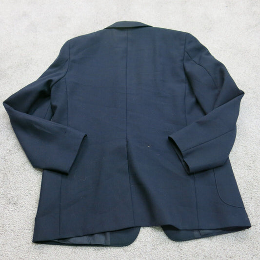 Lands End Womens Blazer Coat Single Breasted Long Sleeves Pockets Blue Size 18H