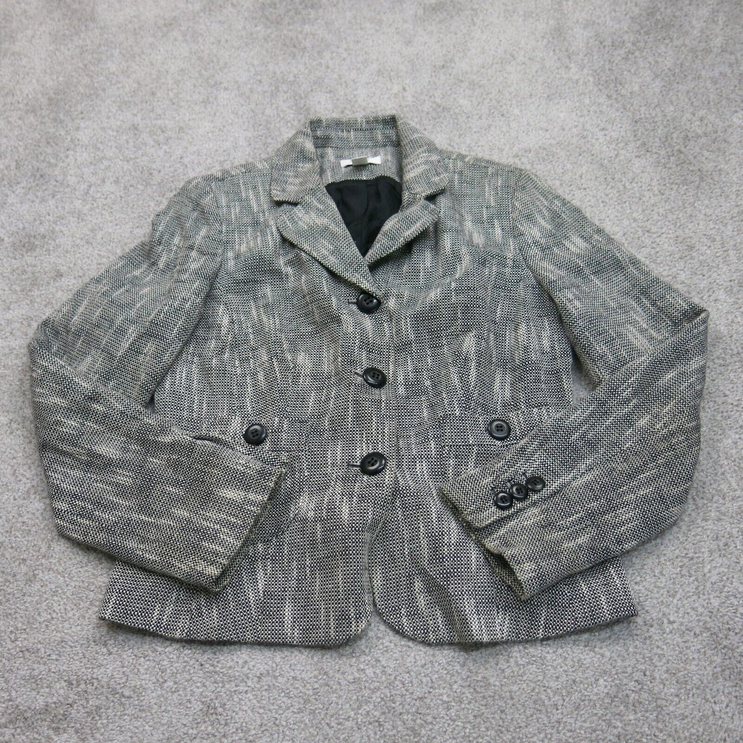 Ann Taylor Loft Womens Blazer Coat Jacket Single Breasted Gray White Size 6