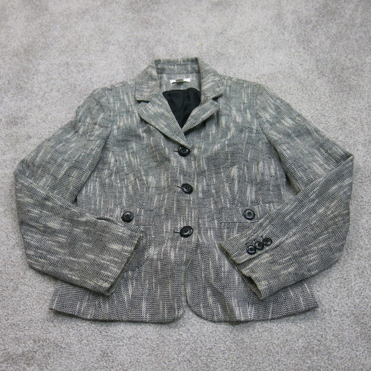 Ann Taylor Loft Womens Blazer Coat Jacket Single Breasted Gray White Size 6