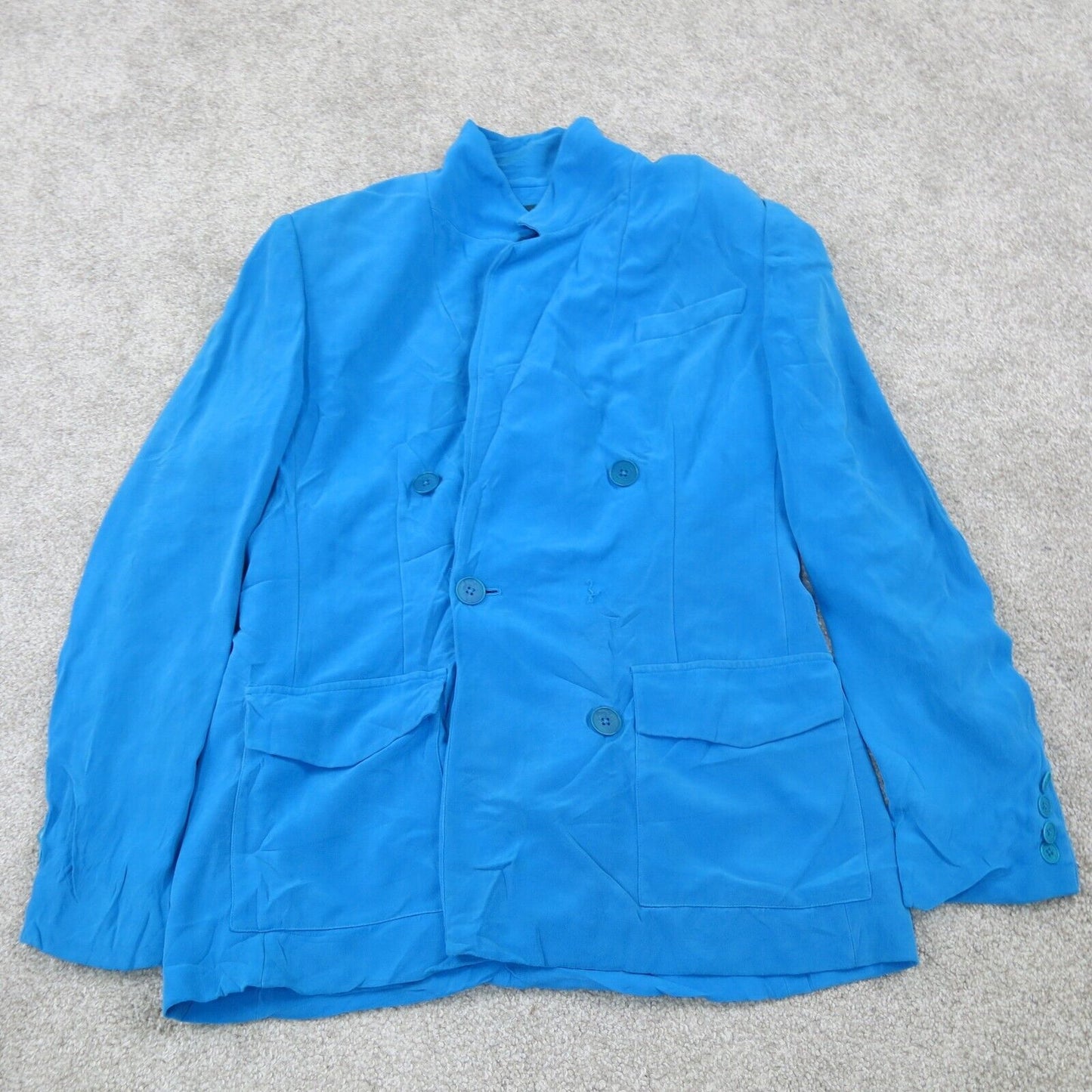 Lauren Ralph Womens Double Breasted Blazer Pea Coat Long Sleeves Blue Size 6