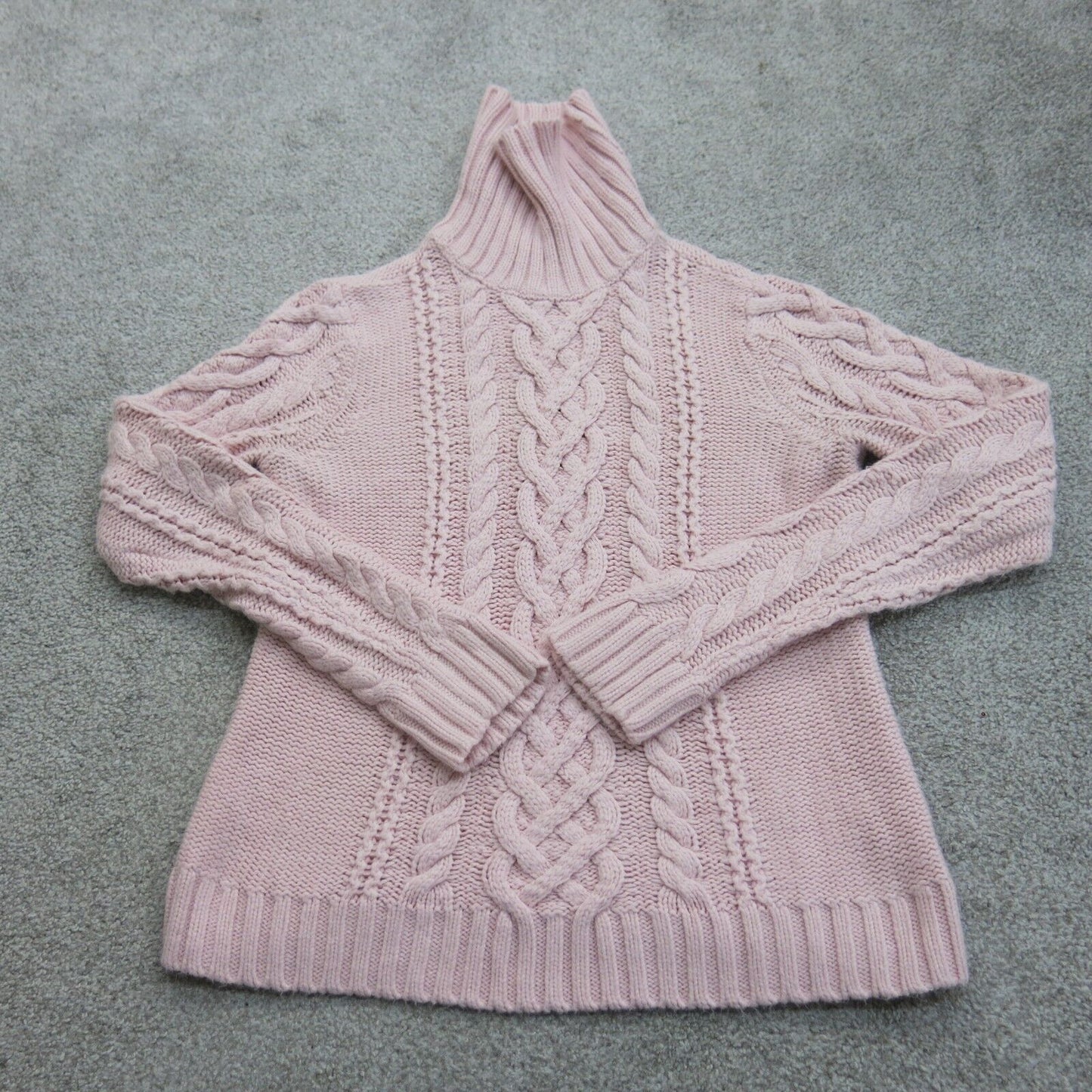ST. Johns Bay Womens Pullover Sweater Knitted Long Sleeve High Neck Pink SZ P M