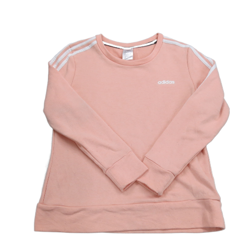 Adidas Womens 3 Stripe Sweatshirt Top Crew Neck Long Sleeve Logo Peach SZ Medium