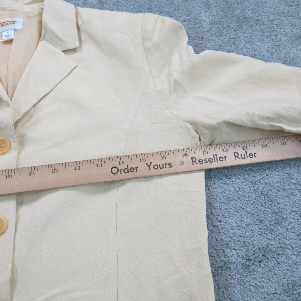Talbots Womens Blazer Coat Jacket Single Breasted Long Sleeves Beige Size 8