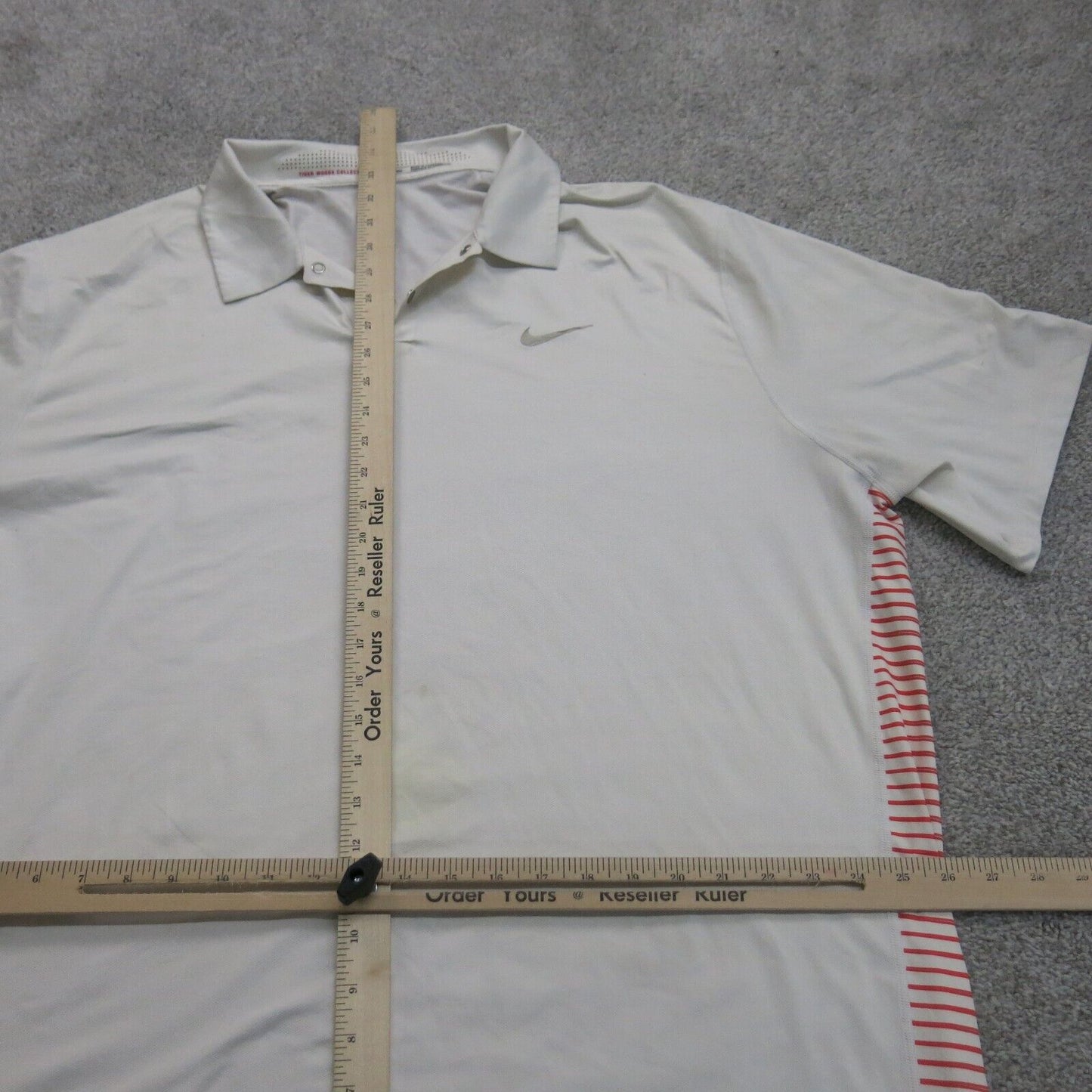 Nike Dri Fit Mens Polo Shirt Short Sleeves Side Striped Off White Pink Size XXL