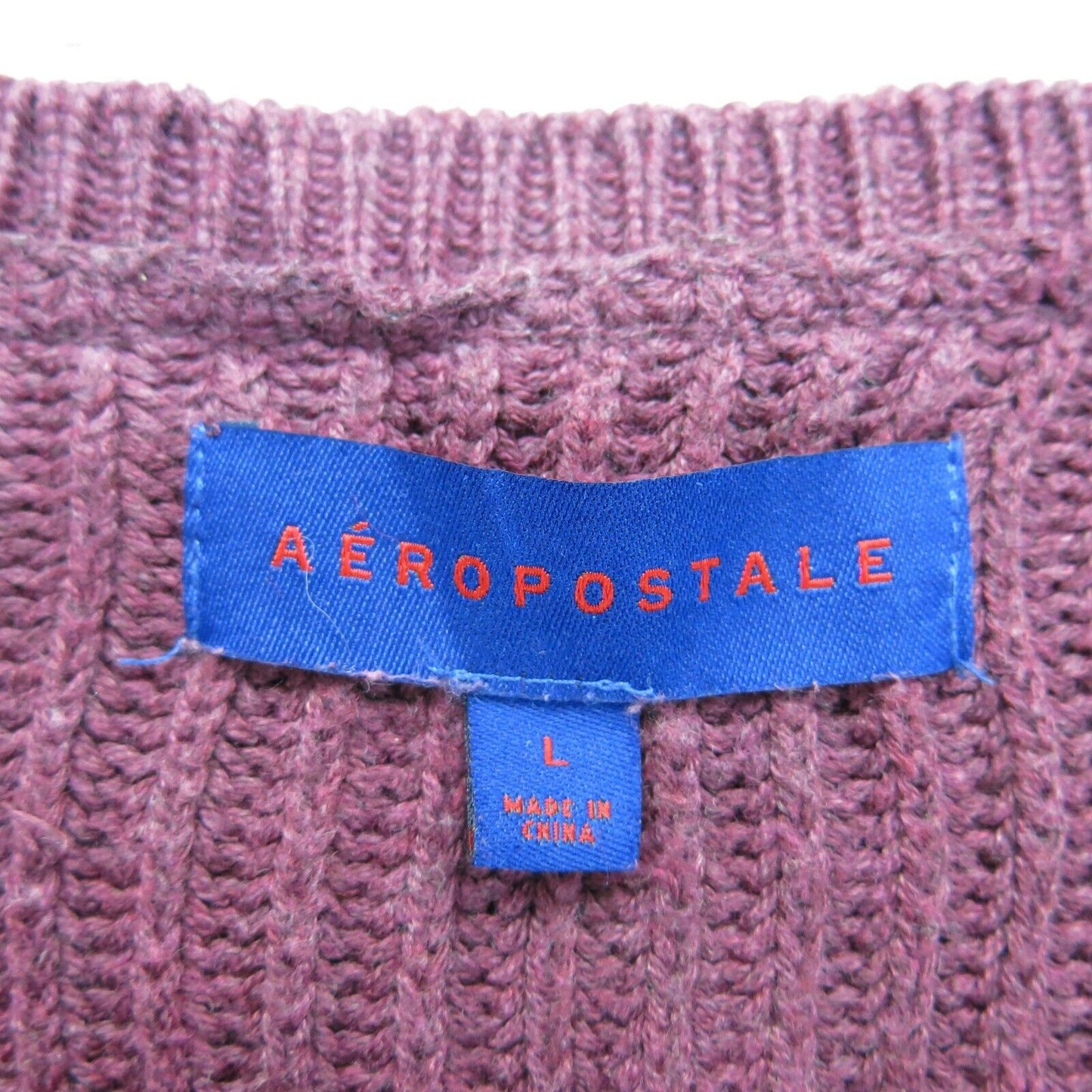 Aeropostale Womens Knitted Sweater Long Sleeve Round Neck Maroon Size Large