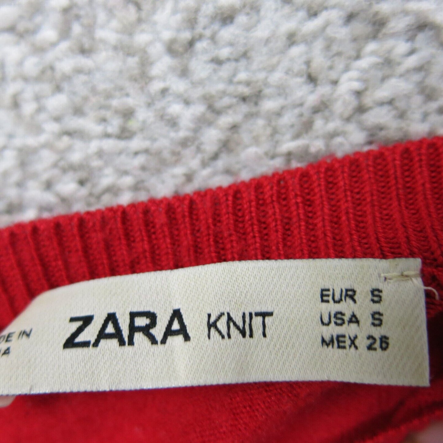 Zara Knit Womens Knitted Pullover Sweater Long Sleeve Crew Neck Red Size Small
